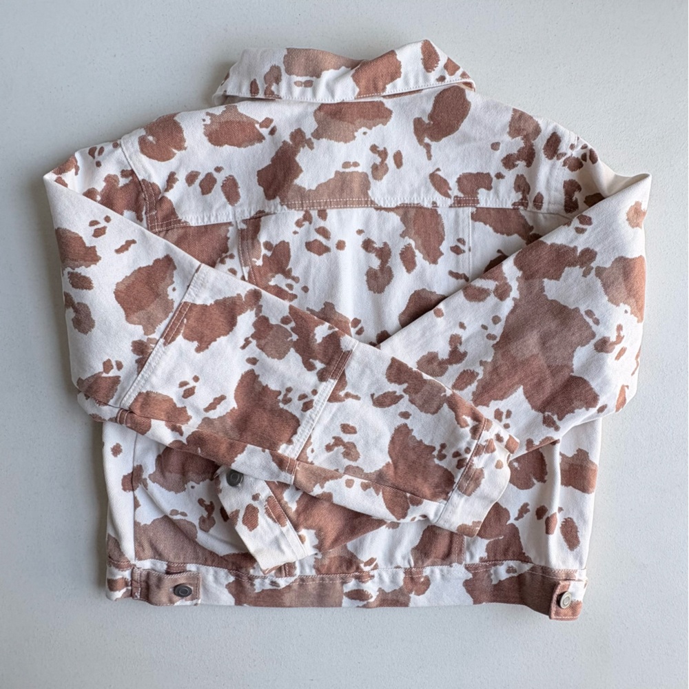 Altard State Cow Print Denim Jacket Small Western Cowgirl Cropped Rodeo Country - Picture 7 of 16